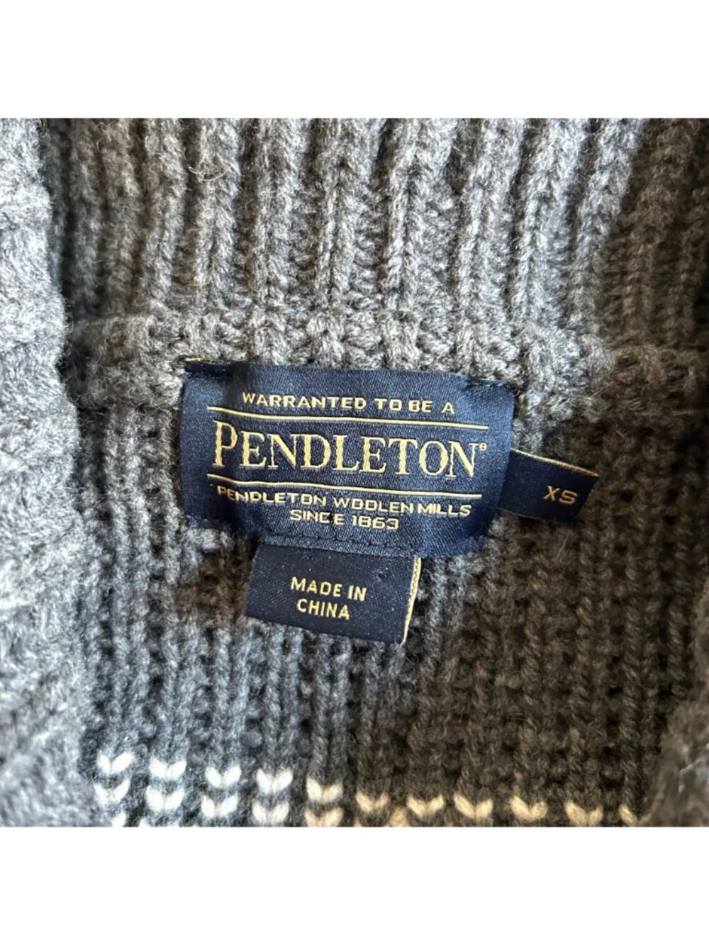 Pendleton Men's Sz XS Geometric Lambswool Zip Cardigan Sweater - Picture 4 of 9